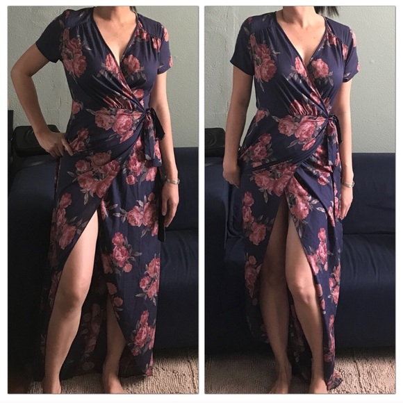 floral wrap maxi / cap sleeve kimono - Picture 8 of 8